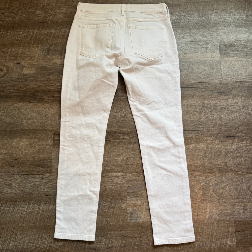 Frame Jeans Womens Size 26 White Denim Le Garcon Straight Leg Tapered Hem